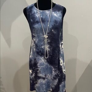 Blue Tie-Dye Sleeveless Dress